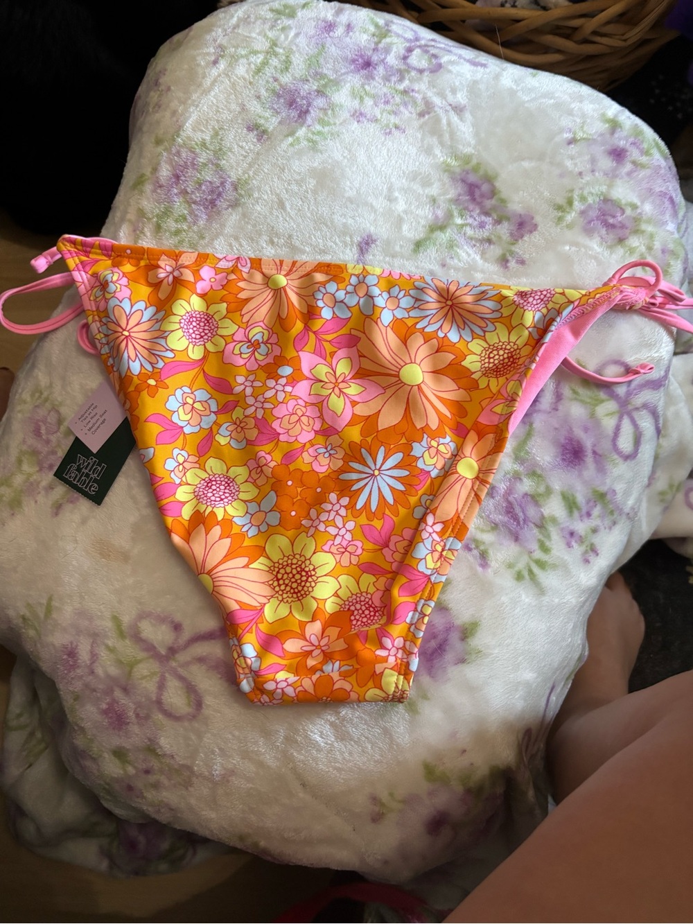 wild fable Orange Pink Floral String Bikini Bottoms